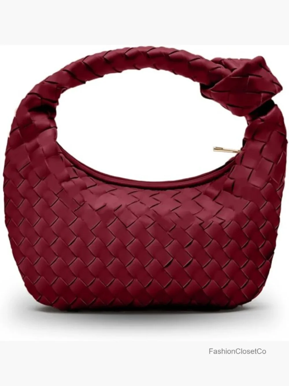 Small Hobo Bag with Knotted Top Handle - Soft Vegan Leather Clutch